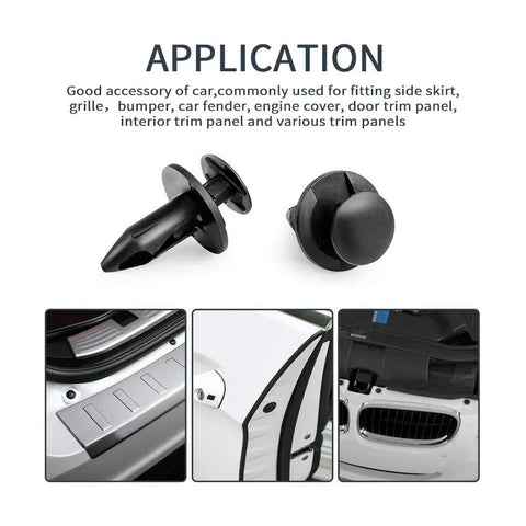 8mm Plastic Push Rivets Car Clips Kit 100 Pcs Universal Bumper Fasteners And Panel Clips for auto body applications.