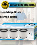 Three Pack 90398 Replacement Filter Cartridges For Most 1 To 5 Gallon Wet Dry Shop Vacs And 5 Gallon Portable Models box view