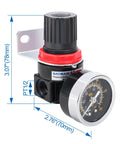 Air Pressure Regulator For Pneumatic Tools One Quarter Inch PT 0 To 150 Psi With Pressure Gauge And Mounting Bracket AR 2000