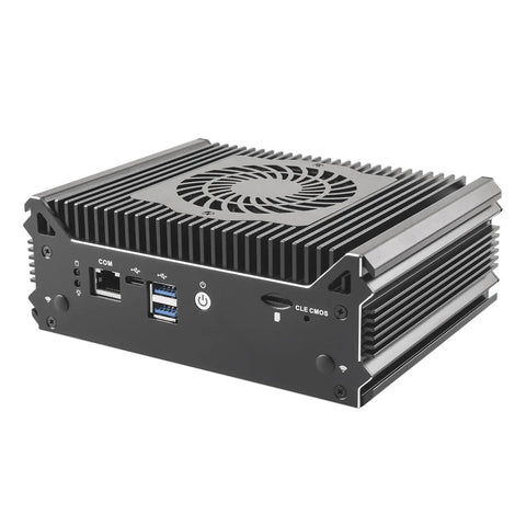 Hella Reliable Firewall And Router Mini Pc With Intel N150 Processor eight Gb Ram 256GB SSD showing rear ports and fanless design.