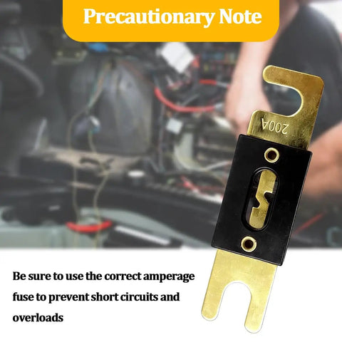 Top Shelf 3 Pack Of 200 Amp ANL Blade Fuses Featuring Rock Solid Pure Copper Terminals for automotive wiring use.