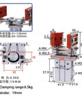 Adjustable Finger Cylinder Telescopic Frame Mechanical Arm Fixture With Widened Chuck And Parallel Gripper For 16D 20D Workpieces Pneumatic Accessories Kit For Precise Industrial Handling Beefed Up Performance, shown with measurements and specifications.