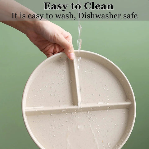 Washing a Portion Control 2 Pack 9 Inch Unbreakable Divided Plates With 3 Compartments For Easy Weight Loss And Balanced Meals