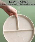 Hand washing a 3 Piece Portion Control Plate Set 9 Inch Unbreakable Divided Dinner Plates Dishwasher And Microwave Safe Black White Gray.