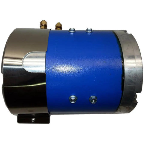 Side view of blue Electric Hydraulic Totally Enclosed Pump Motor For Auto Transport And Car Hauler Use 170-009-0001B