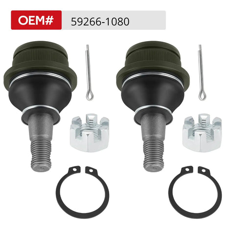 2 Pieces Front Lower A Arm Ball Joint For Kawasaki Mule 600 610 KAF400 KAF540 KAF620 KAF950 4000 4010 OEM 59266 1080 Heavy Duty UTV Replacement Part For Smooth Steering And Rugged Trail Riding, two ball joints with cotter pins and nuts