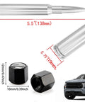 Bullet Antenna With Valve Stem Caps Mast For Chevy Silverado 1500 2500 3500 HD Ford F150 F250 F350 Denali And Jeep Chrome