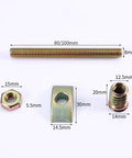 Beefy 12 Piece Bed Frame Fasteners Set With M8x80mm Bolts and Threaded Rod Connectors for Tough Half Moon Spacers and Nuts