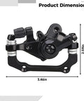 Rock Hard Aluminum Alloy Mechanical Disc Brakes Featuring Steel Ball Drive System Universal A B Mount side view with dimensions 3.46in by 2.59in