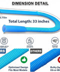 Pro Grade Dryer Vent Cleaner Kit With Vacuum Hose Attachment Brush For Lint Removal showcasing 33-inch flexible blue hose.