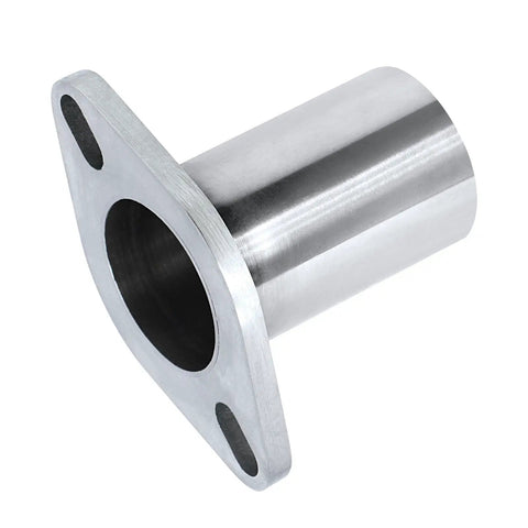 Universal 2 Inch ID To 2 Inch ID Exhaust Flange Repair Pipe Kit Crafted From Heavy Duty 304 Stainless Steel from an angled view.
