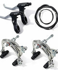 Front And Rear C Type Bike Brake Calipers Set All In One With Levers And Inner And Outer Cables For Mountain And Road Bikes Silver Includes Wrench Ready To Install With Quick Reference Guide And Mounting Hardware For Easy Fit On Most Bikes