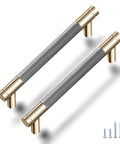 50 Pack Knurled Cabinet Handles Set 5 Inch Center To Center Aluminum Drawer Pulls In Gold And Grey Oxidation Finish With Diamond Pattern