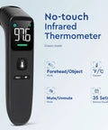 Touchless Forehead And Ear Thermometer For Kids And Adults, Instant 1-Second Readings, No-Touch Temperature Checker, Ultra-Accurate To 0.1 Fahrenheit And 0.1 Celsius, Compact And Portable Black, front view