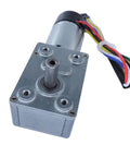Top Tier JGY 370GB Worm Gear Motor With Encoded Output showing metal casing, shaft, and wires for robotics projects.