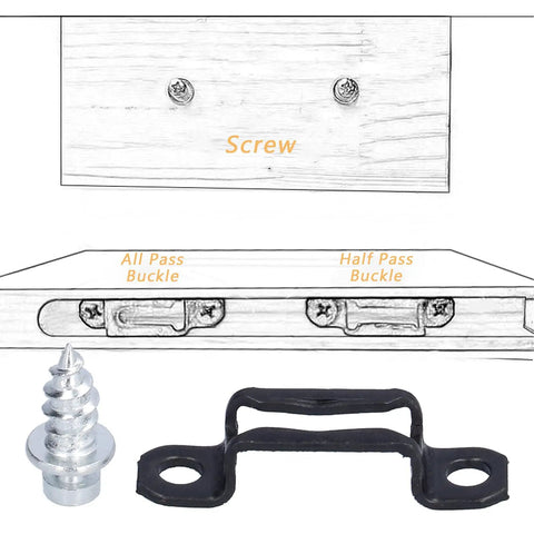 Close-up of Rock Solid 2 In 1 Concealed Cabinet Connectors And Invisible Screw Fasteners Cold Rolled Steel Slide Buckles with screws.