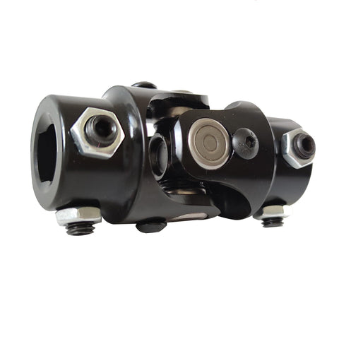 Three Quarter Inch Double D U Joint For Steering Shaft, Black Universal U Joint With 35 Degree Max Angle, Easy Install With Set Screws, No Drilling