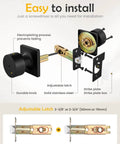 Installation diagram of Matte Black Interior Door Knobs With Lock Privacy Bedroom And Bathroom Door Handles featuring adjustable latches.