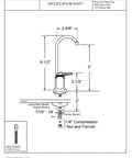 Diagram of Cool Touch-Flo Style Pure Cold Water Dispenser Faucet In Oil Rubbed Bronze, Six And A Half Inch Tall With 2.6 Inch Spout