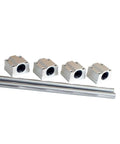 Dead Solid Premium 2 Pack Optical Shafts 25Mm X 1500Mm Long with four aluminum blocks for 3D printer CNC use.