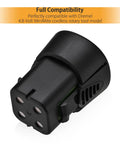 Black 4.8V NiMH battery pack compatible with Dremel 7300 series, shown at an angle to display full compatibility