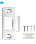 Stainless Steel Door Strike Plate Set Of 2 With Screws For Interior And Exterior Doors, Big Hole T-Strike Backplates, 2-3/4 Inch (70 X 40 Mm), Silver Finish