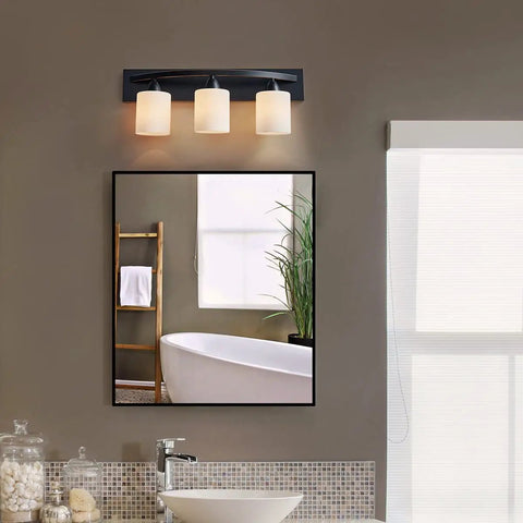 Oil Rubbed Bronze Vanity Light Fixture With White Glass Shade, Modern Wall Sconce For Bathroom, Adjustable Upward Or Downward Mount Over Mirror, Sleek Contemporary Bath Lighting Upgrade