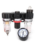 FRL Combination Air Preparation Unit With Filter Regulator Lubricator For Pneumatic Systems 1/8 Inch And 1/4 Inch Connections Color AC1500N1
