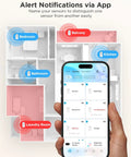 Smartphone displaying app for WiFi Water Leak Detector 3 Pack With Real Time Alerts And Email Or App Push Notifications, 100dB Alarm