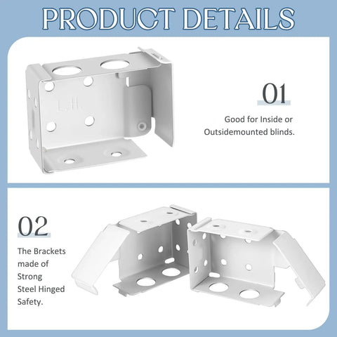 2 Inch Low Profile Box Mounting Brackets for Window Blinds Headrail White Set of Four Left and Right Mounts, DIY Friendly