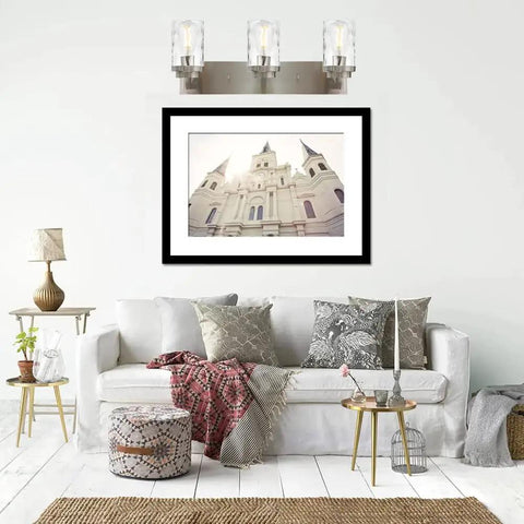 Go To Brushed Nickel Vanity Light 3 Light Modern Bathroom Fixtures Over Mirror With Hammered Glass Shade above a sofa
