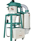 Rugged Seven Point Five Horsepower Three Phase Cyclone Dust Collector with 10 inch intake and 261 square foot filter system.