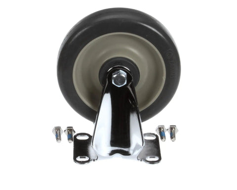 Heavy Duty 1.5 Inch Fixed Caster With Four Bolt Mount For Foodservice Carts And Racks Replacement Part, front view.