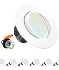 Gimbal 4 Inch LED Recessed Can Lights Kit With Five Color Temperature Range 2700K To 5000K, 90 CRI, Dimmable, Wet Rated, 6 Pack