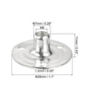 Badass M6 Brad Hole Tee Nuts 24 Pack Heavy Duty Carbon Steel Round Base Screw In T Nuts With Flanged Female Thread Inserts showing dimensions and details.