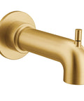 Cia Diverter Tub Spout With Slip Fit CC Connection In Brushed Gold Finish 7.25 Inch Length Lift Rod Included, side view