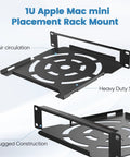 Slick 1U Rack Mount Bracket For Mac Mini M1 And M2 Models showing air circulation holes and heavy duty steel design.