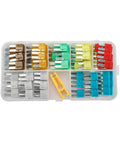 105 Piece Fuse Kit With Puller For Cars Boats RVs And More Color Coded Auto Fuses For Easy ID in transparent storage case