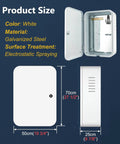 Product size details for the Heavy Duty Galvanized Steel Outdoor EV Charger Enclosure Box with dimensions shown.
