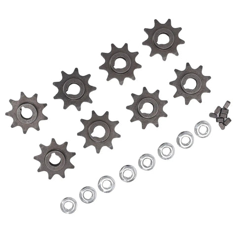 9 Tooth Sprocket Set for Electric Scooters, Iron Gear With 10mm Inner Diameter, Direct Fitment and Easy Install, nuts and keys included