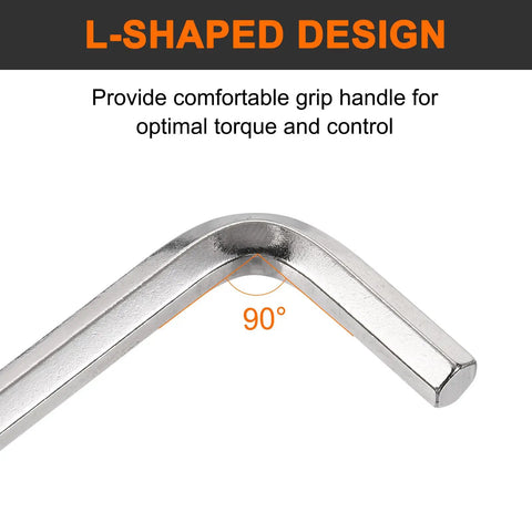 Close-up of L-shaped 12 Piece 7/64 Inch Hex Key Wrench Set Made From 45 Steel L Shaped SAE Allen Wrenches With Long And Short Arms Nickel Plated