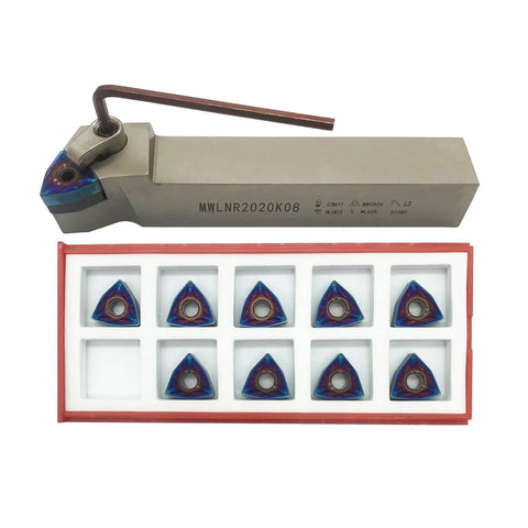 Right Cutting Three Quarters Inch CNC Lathe Carbide Excircle Indexable Turning Tool Holder Set With 10 WNMG Inserts