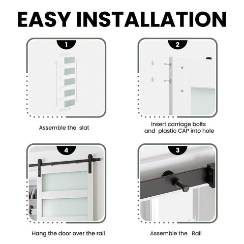 Installation steps for Glass And Wood Barn Door 32 By 80 Inches With Sliding Hardware Kit, focusing on easy mount and fitting.