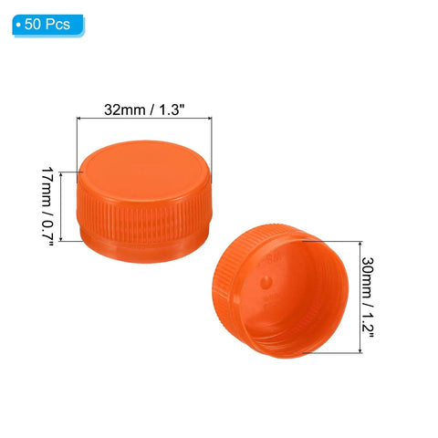 Orange Plastic Bottle Caps 50 Pack Reusable Screw Lids For Crafts DIY Scrapbooking Empty Containers 1.3x1.2x0.7 Inch