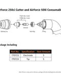 Diagram of Electrode Tip For Hobart AirForce 250Ci HP 25 Torch And AirForce 500I HP 50 Plasma Cutter Replacement Consumables