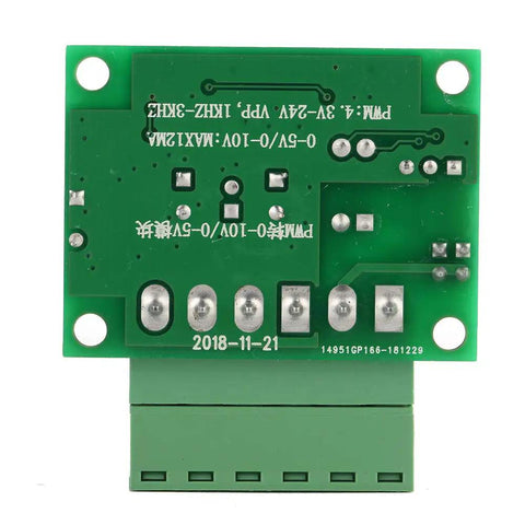 3.3V PWM To 0 To 10V Voltage Converter Module For D A Digital Analog Conversion from PWM Signals 0 To 100 Percent, rear view.