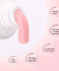 Close-up of pink gel from Six Neutral Colors Hema Free Poly Nail Gel Kit For Extension Nails Long Lasting Builder Gel Set with bubbles