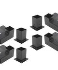 Heavy Duty Steel Bracket Kit For Elevated Wood Stand Outdoor Workbench 8 Piece Rustproof Hardware Set showcasing black galvanized brackets.