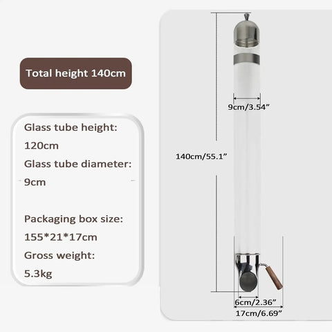 Wall Mounted Coffee Dispenser With Airtight Seal Locks Freshness Down Hard Adjustable Portion Control For The Daily Ritual height and dimensions chart.