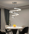 Customizable Modern Pendant Light With Remote Dimming 3000K To 6500K Ambient Lighting, spiral design over dining table